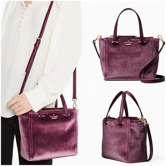 kate spade Handbags - NWT Kate Spade Deep Plum Velvet Mini Kona
